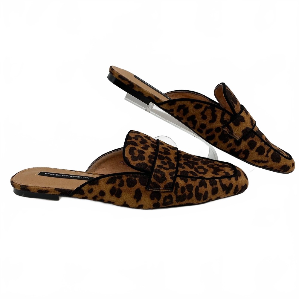 French Connection Brown Black Shoes Leopard Print Mules | Womens 9